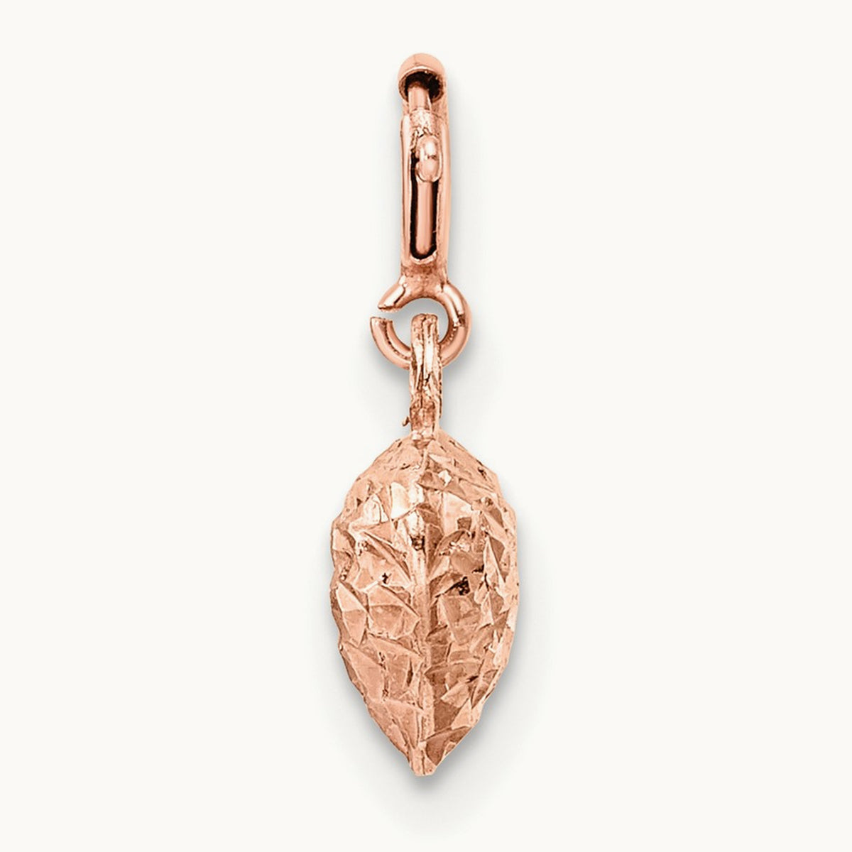 Diamond-cut Heart Spring Ring Charm Pendant — 14K Rose Gold