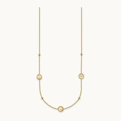 Polished Stars in Circle with D/C Beads 16.75in Necklace, 14K