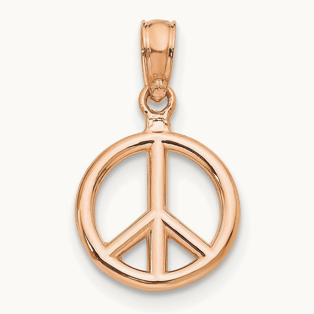 3-D Peace Symbol Charm — 14K Rose Gold, 17.5mm