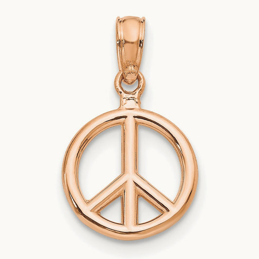 3-D Peace Symbol Charm — 14K Rose Gold, 17.5mm