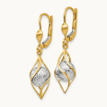 Polished Diamond-cut Dangle Leverback Earrings — photo set
