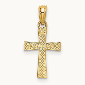 Small Textured Cross Charm, 14K