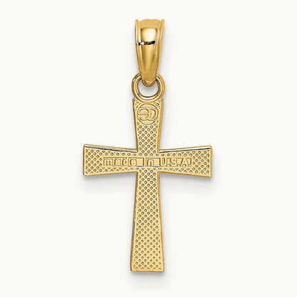 Small Textured Cross Charm, 14K
