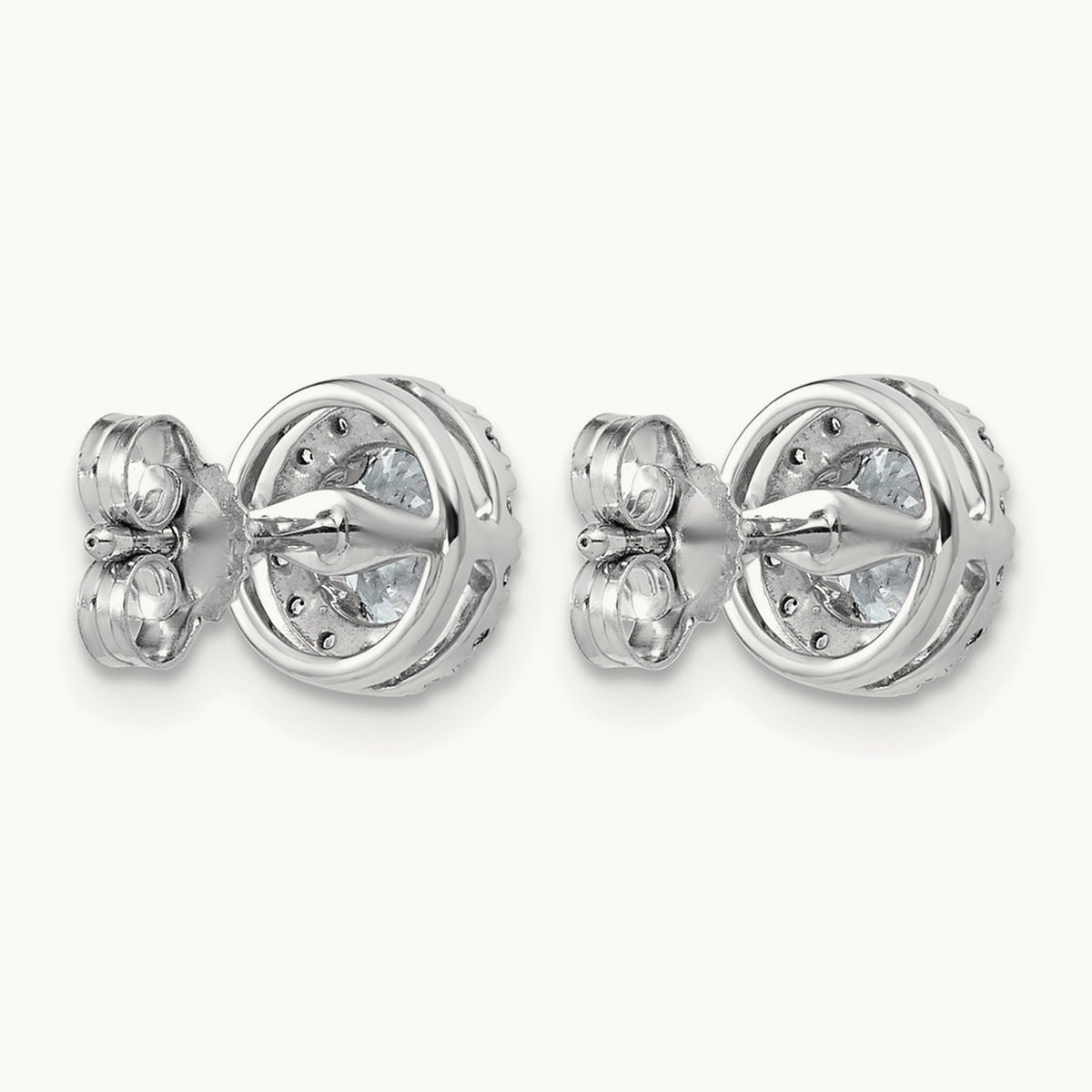 Round Halo Post Earrings, 0.50-7.50 ct tw Lab-Grown Diamond — 1 1/5 ct, 14K White Gold