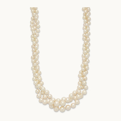 5- Semi-round White FWC Pearl Multi-strand Necklace, 9mm, 14K