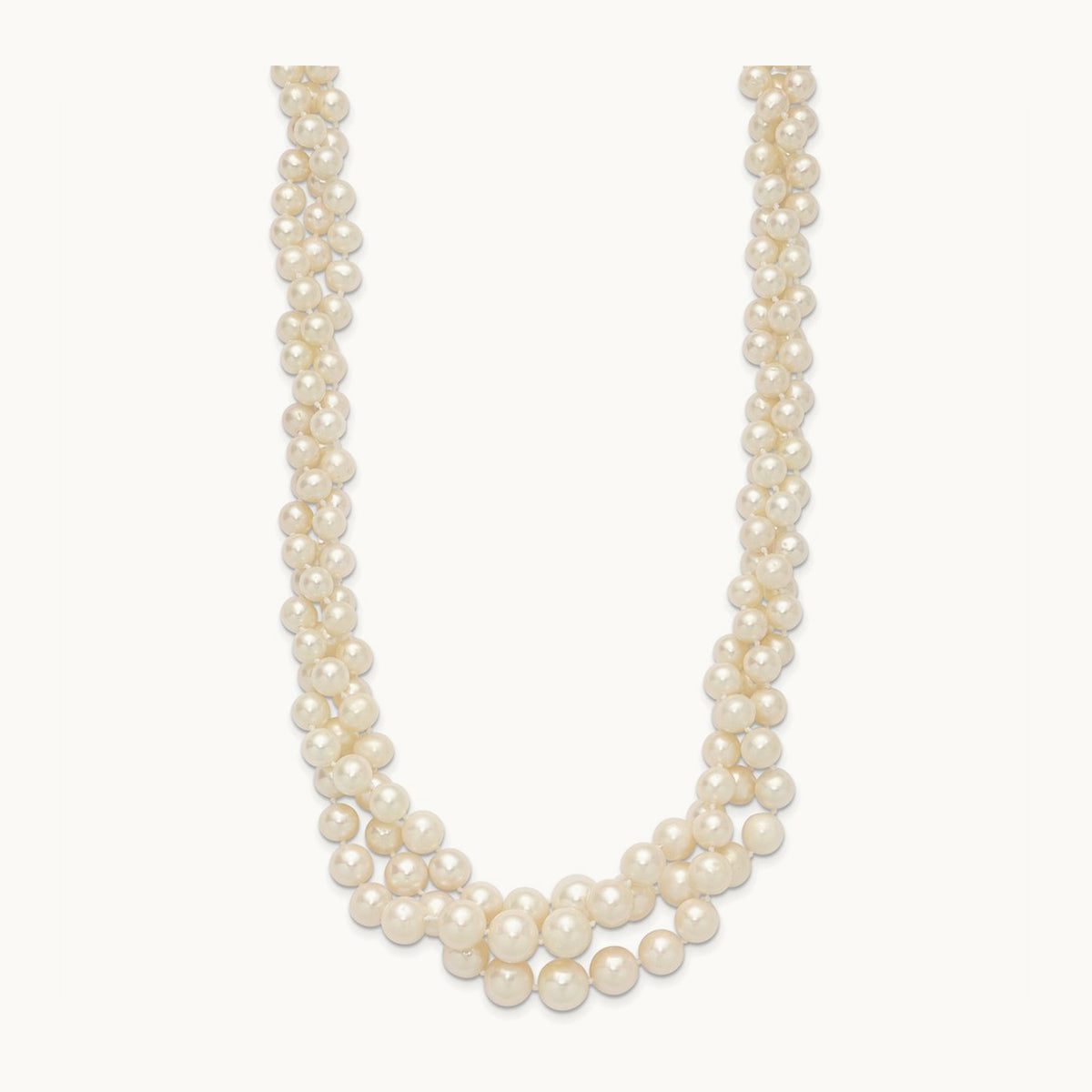 5- Semi-round White FWC Pearl Multi-strand Necklace, 9mm, 14K