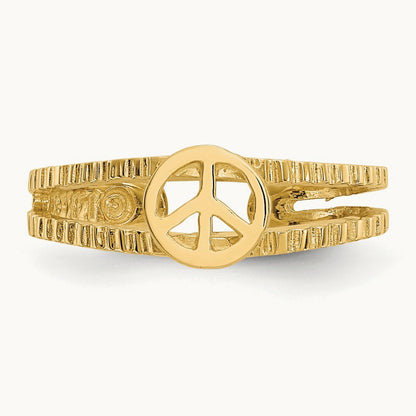 Peace Sign Toe Ring, 14K