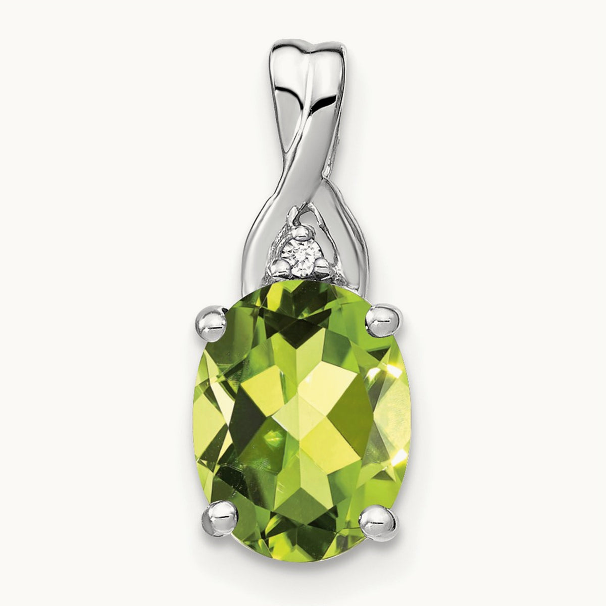 Oval Peridot and Diamond Pendant — photo set
