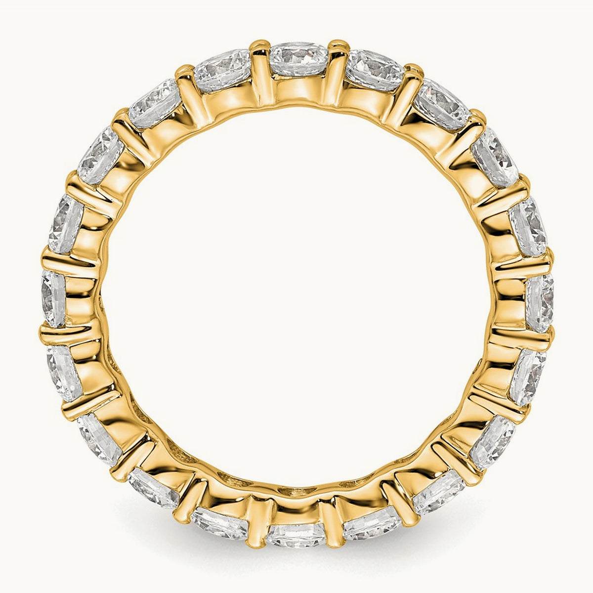 Polished Shared Prong Diamond Eternity Band — 14K Yellow Gold, 3 ct