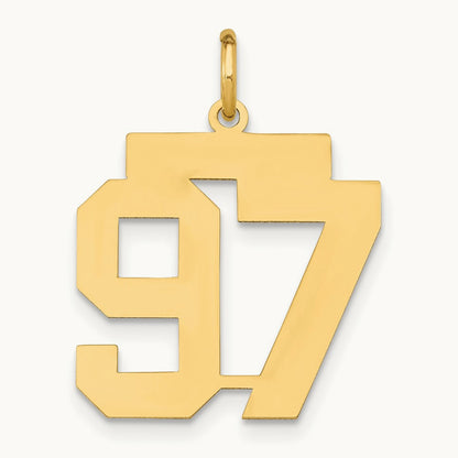 Medium Polished Number 97 Charm, 14K