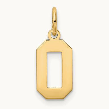 Small Satin Number 0 Charm, 14K