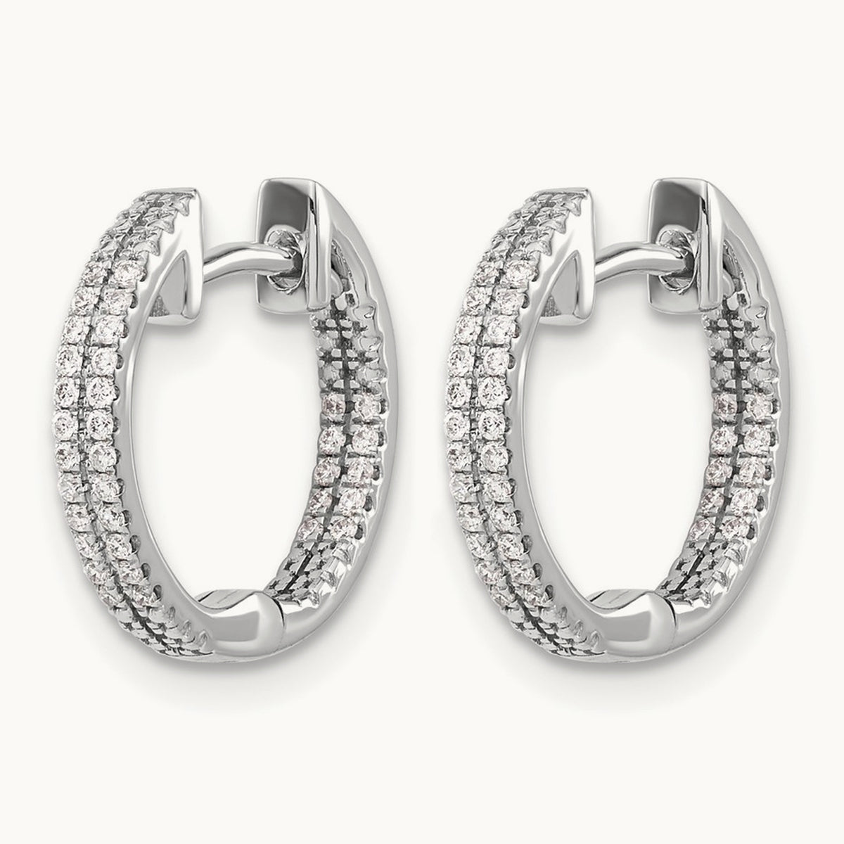 In/Out Diamond Hinged Hoop Earrings — 14mm
