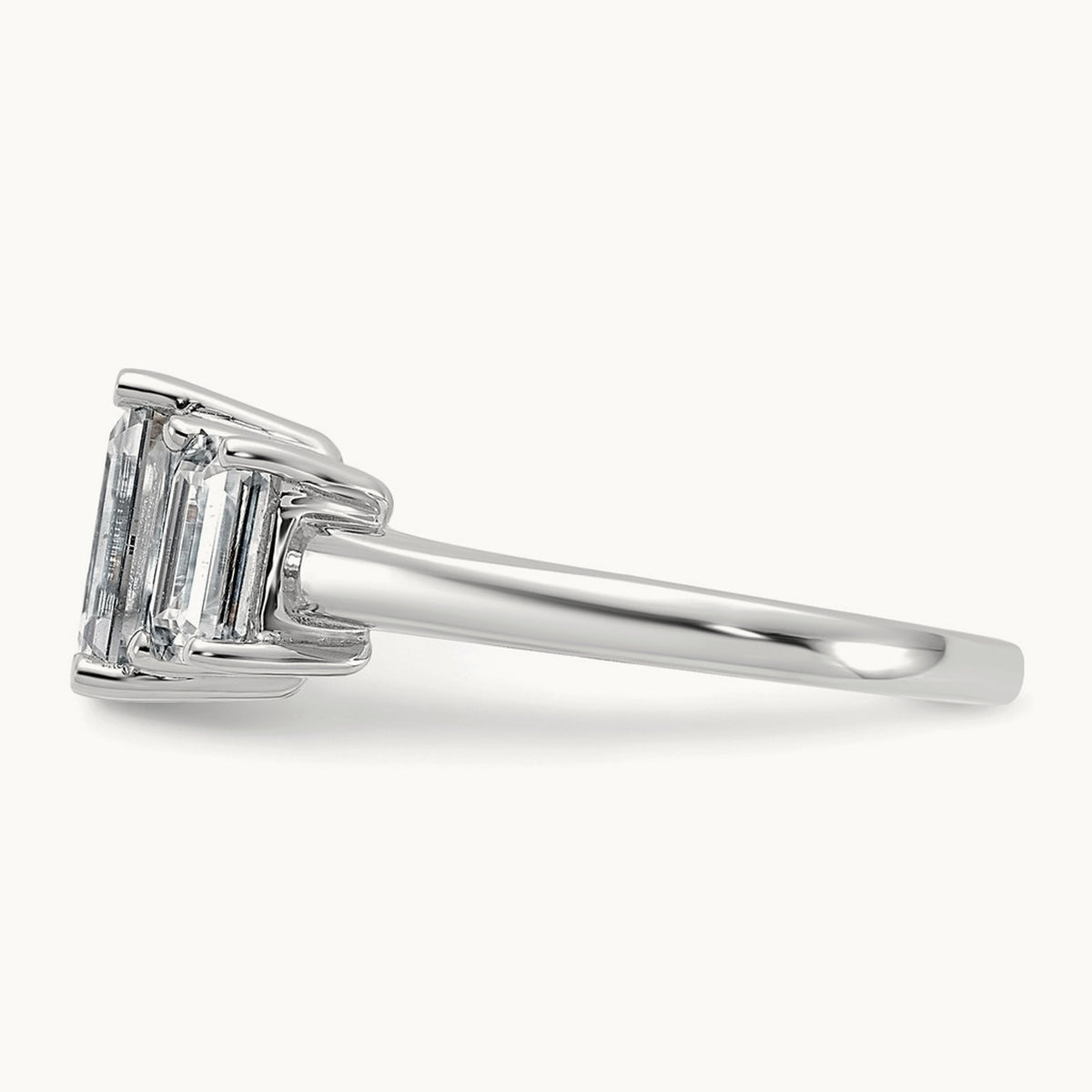 Emerald 3 Stone Engagement Ring, 1.50-4.25 ct tw Lab-Grown Diamond — 1 1/2 ct, 14K White Gold