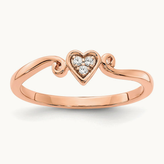 Polished Heart Diamond Ring, 14K Rose Gold