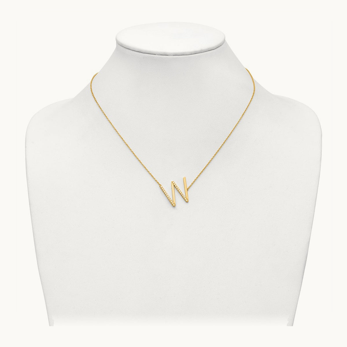 Sideways Diamond Necklace — 14K Yellow Gold, W