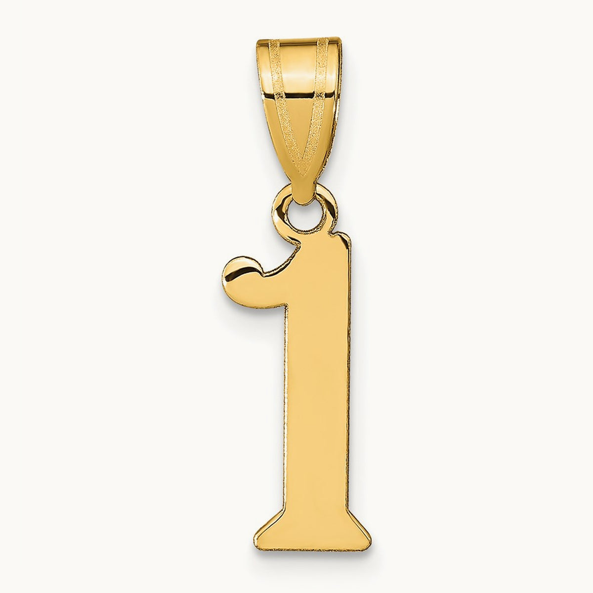 Polished Number 1 Pendant — 14K Yellow Gold, 16.65mm