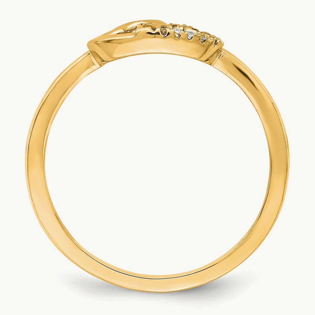 Diamond Double Heart Ring — 14K Yellow Gold, 7