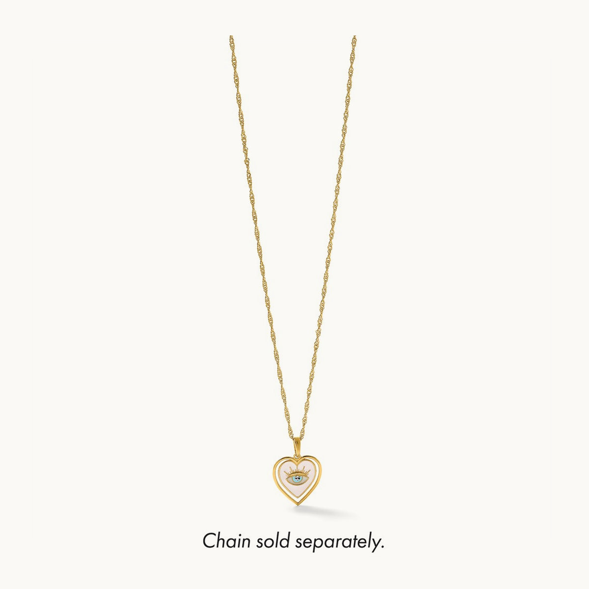 Polished Multi Color Enamel Eye In Heart Charm, 14K with White Rhodium