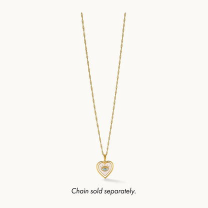 Polished Multi Color Enamel Eye In Heart Charm, 14K with White Rhodium