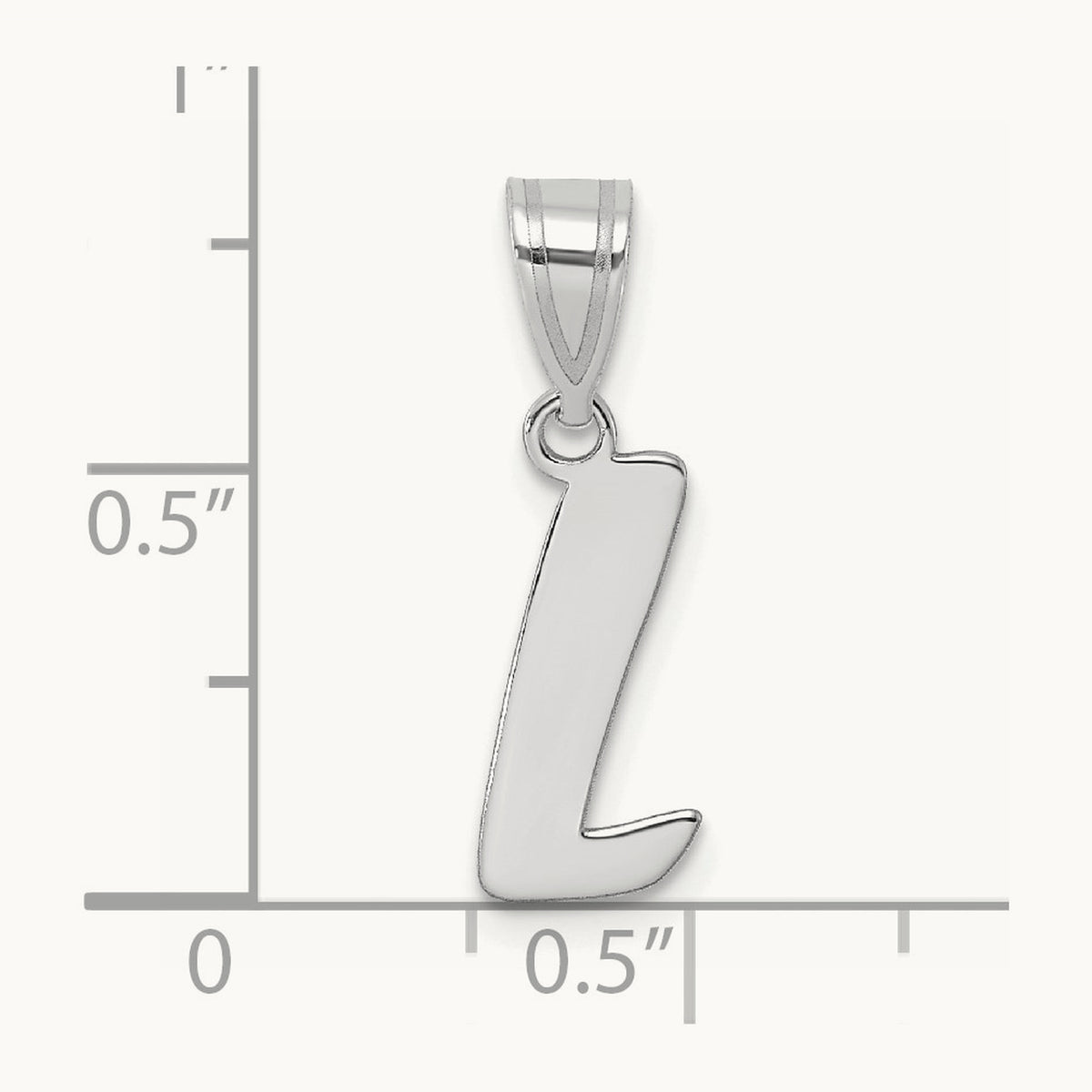 Polished Script Initial Pendant — 14K White Gold, L