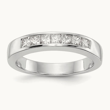 7-Stone Diamond Channel Band, 14K White Gold