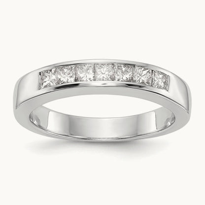 7-Stone Diamond Channel Band, 14K White Gold