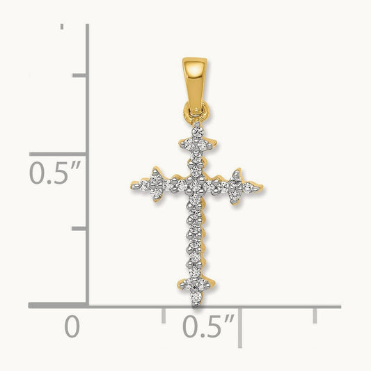 1/6ct. Diamond Fleur de Lis Cross Pendant, 14K with Rhodium