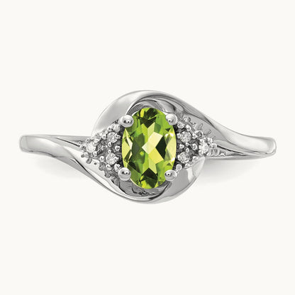 Peridot and Diamond Ring, 14K White Gold