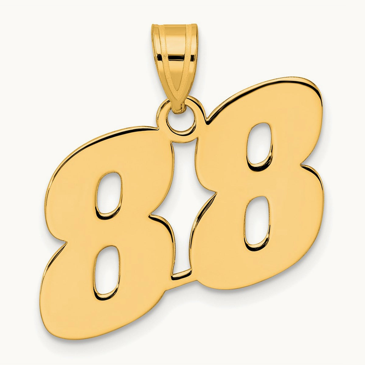 Polished Block Number 88 Pendant, 14K