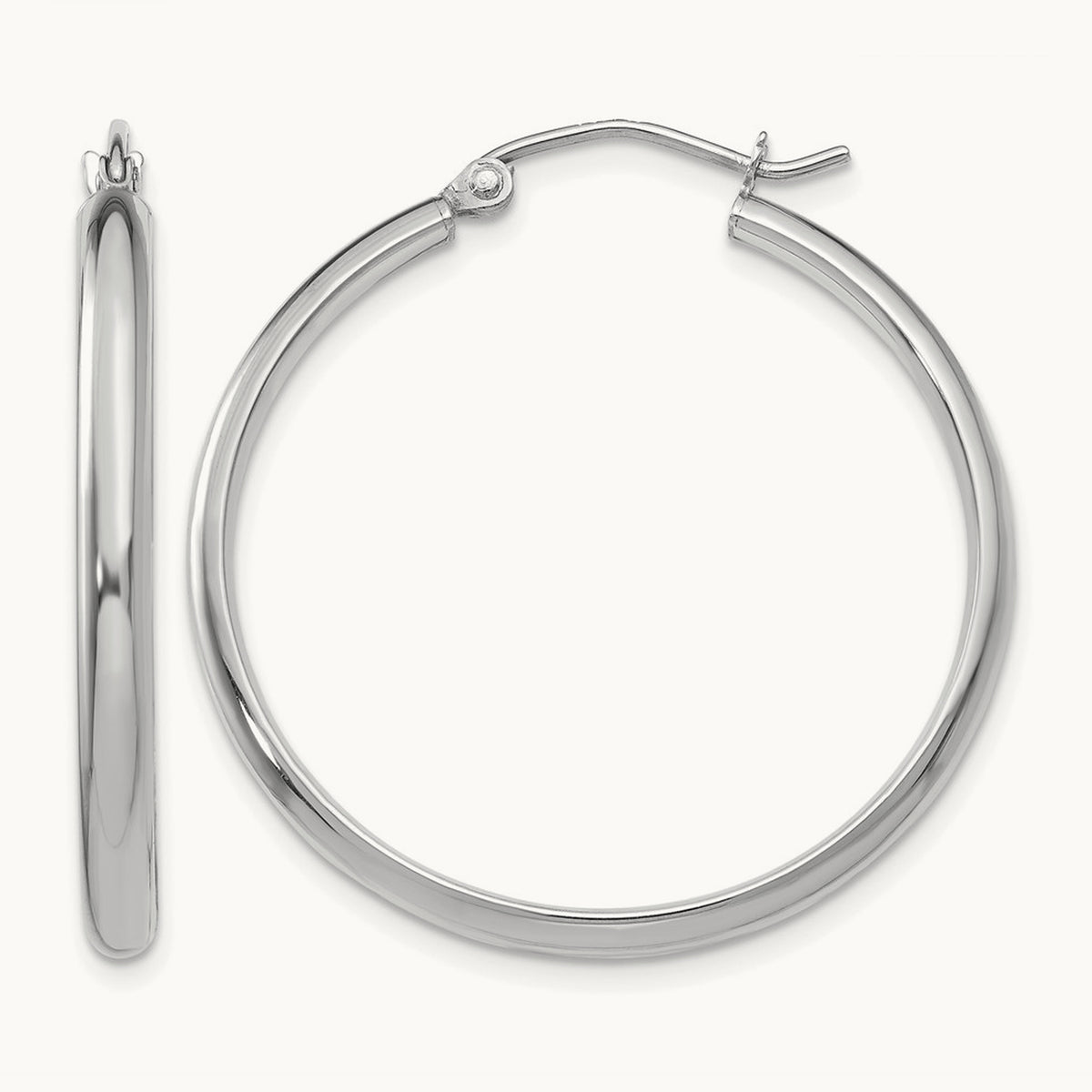 Polished Hoop Earring, 14K White Gold