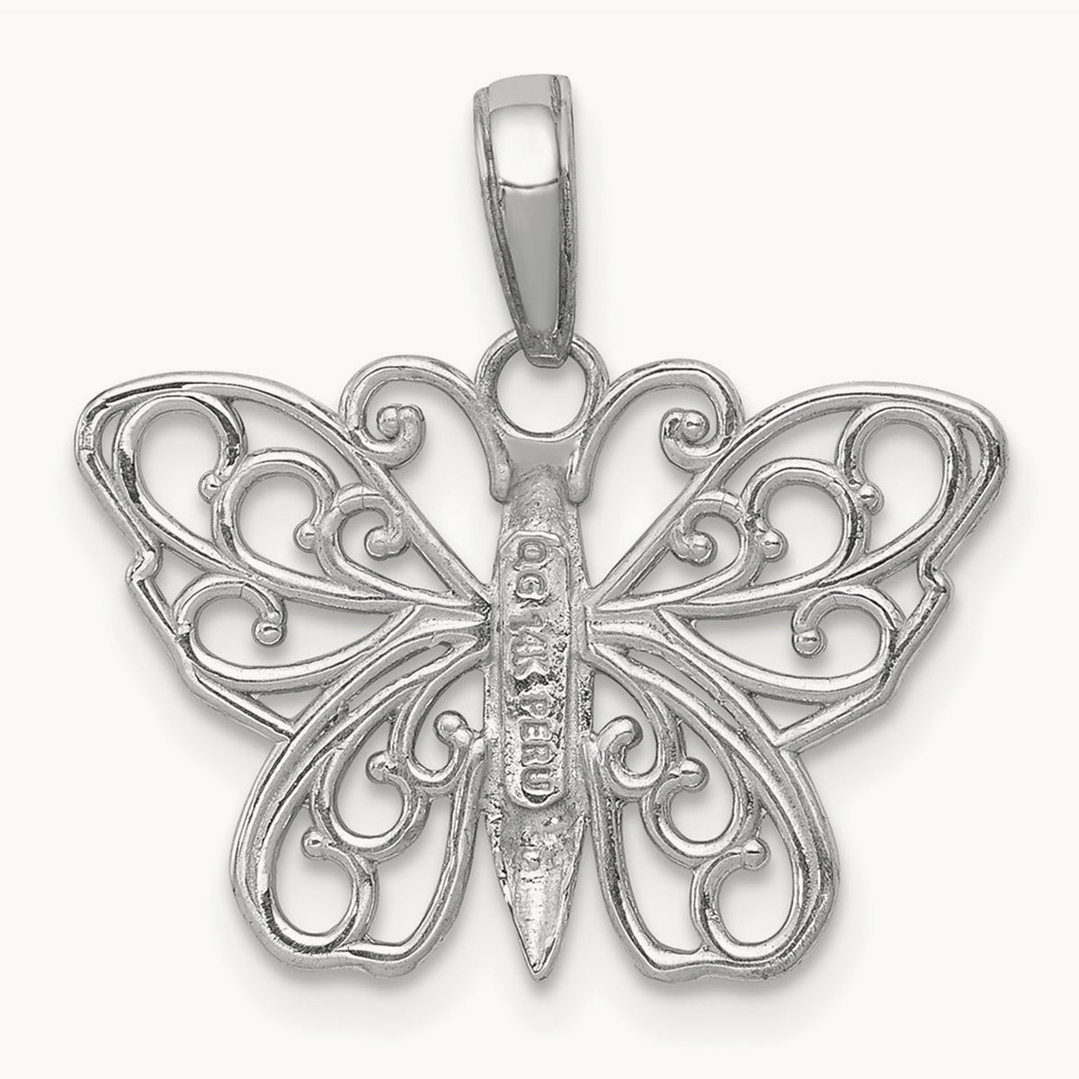 Filigree Butterfly Charm — 14K White Gold