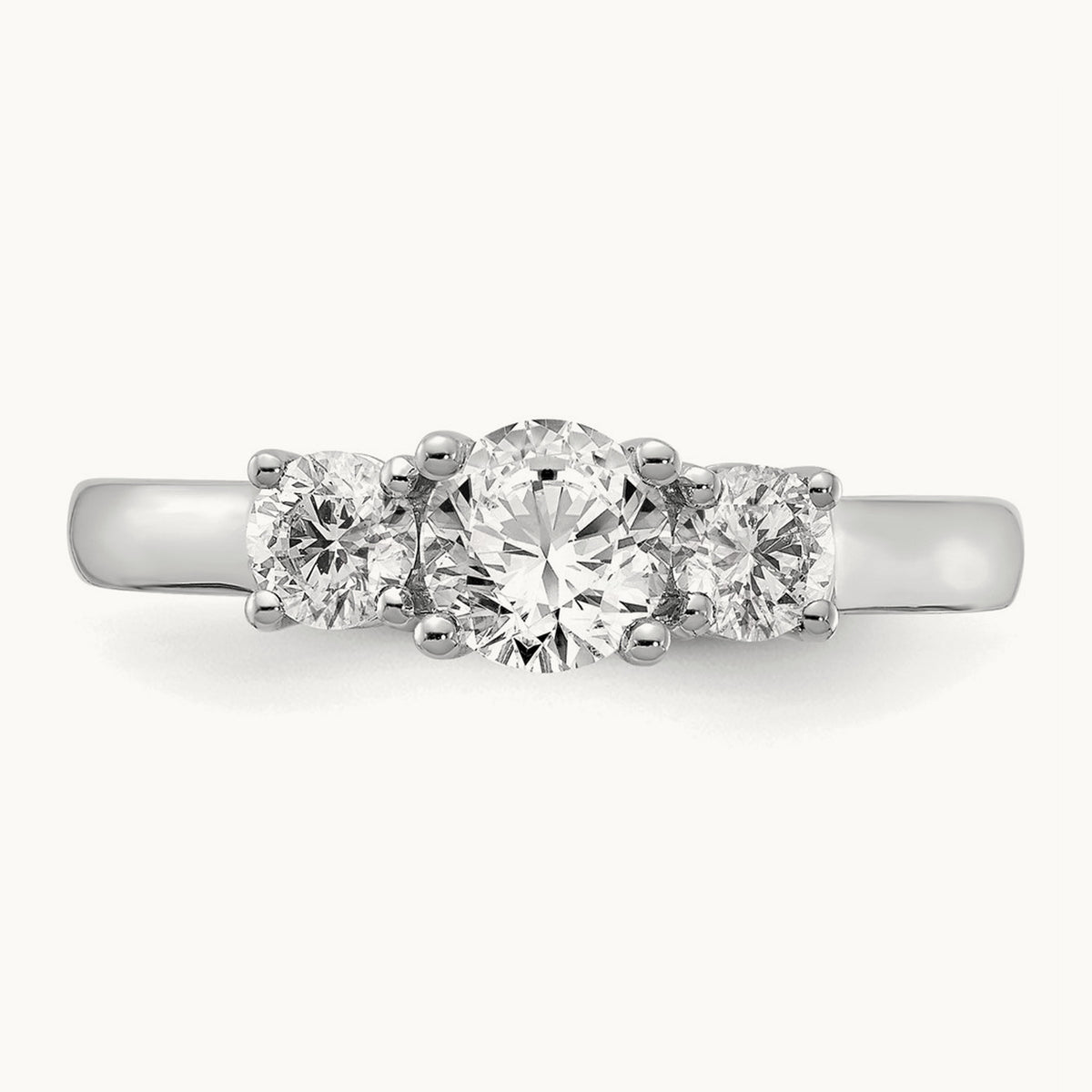 3 Stone Engagement Ring, 0.75-1.50 ct tw Lab-Grown Diamond — 14K White Gold
