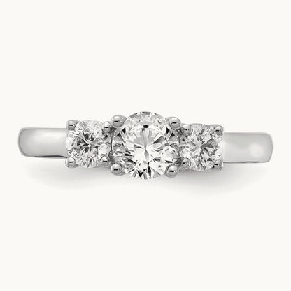 3 Stone Engagement Ring, 0.75-1.50 ct tw Lab-Grown Diamond — 14K White Gold