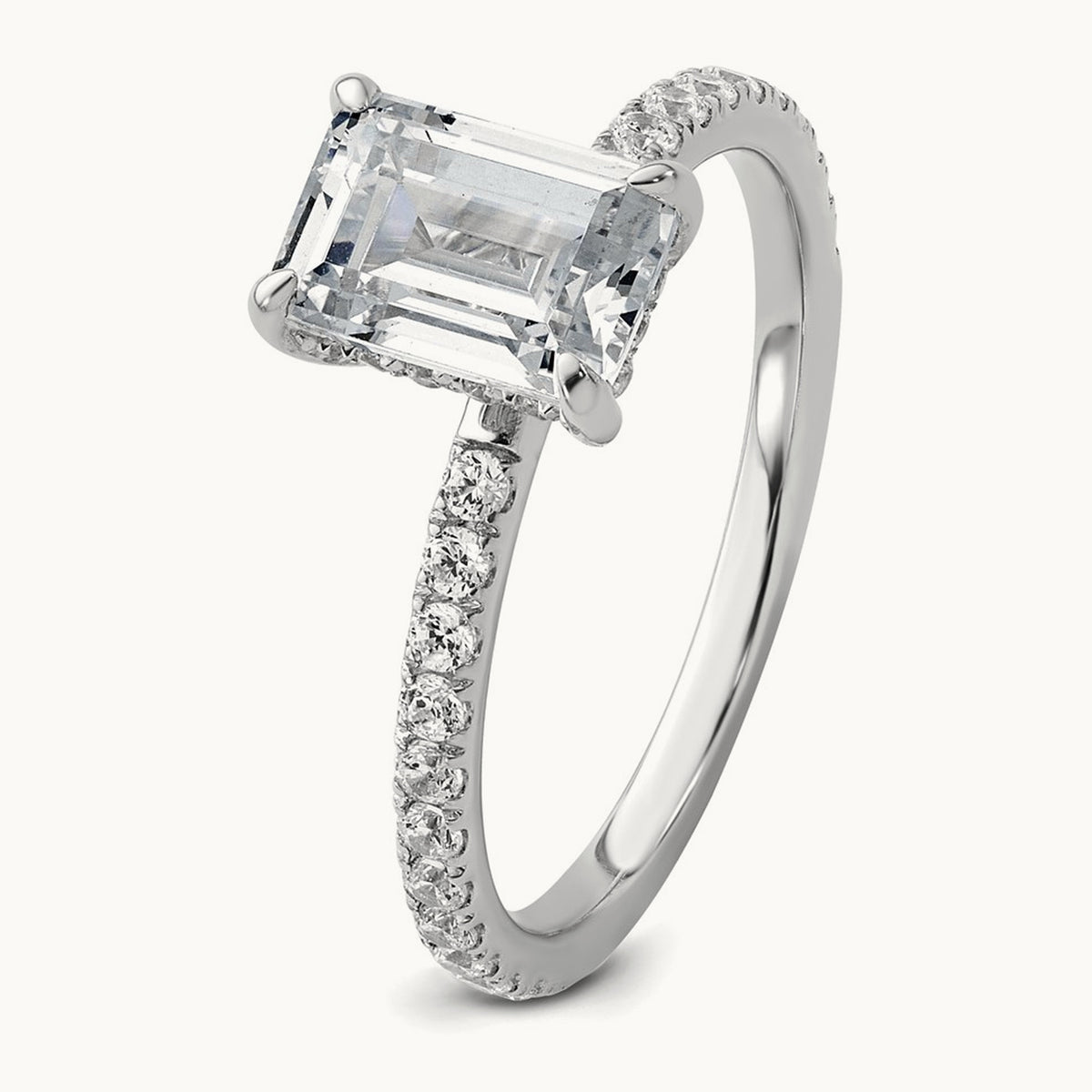 Emerald Solitaire Engagement Ring, 1.25-2.25 ct tw Lab-Grown Diamond — 14K White Gold, 7 (2)