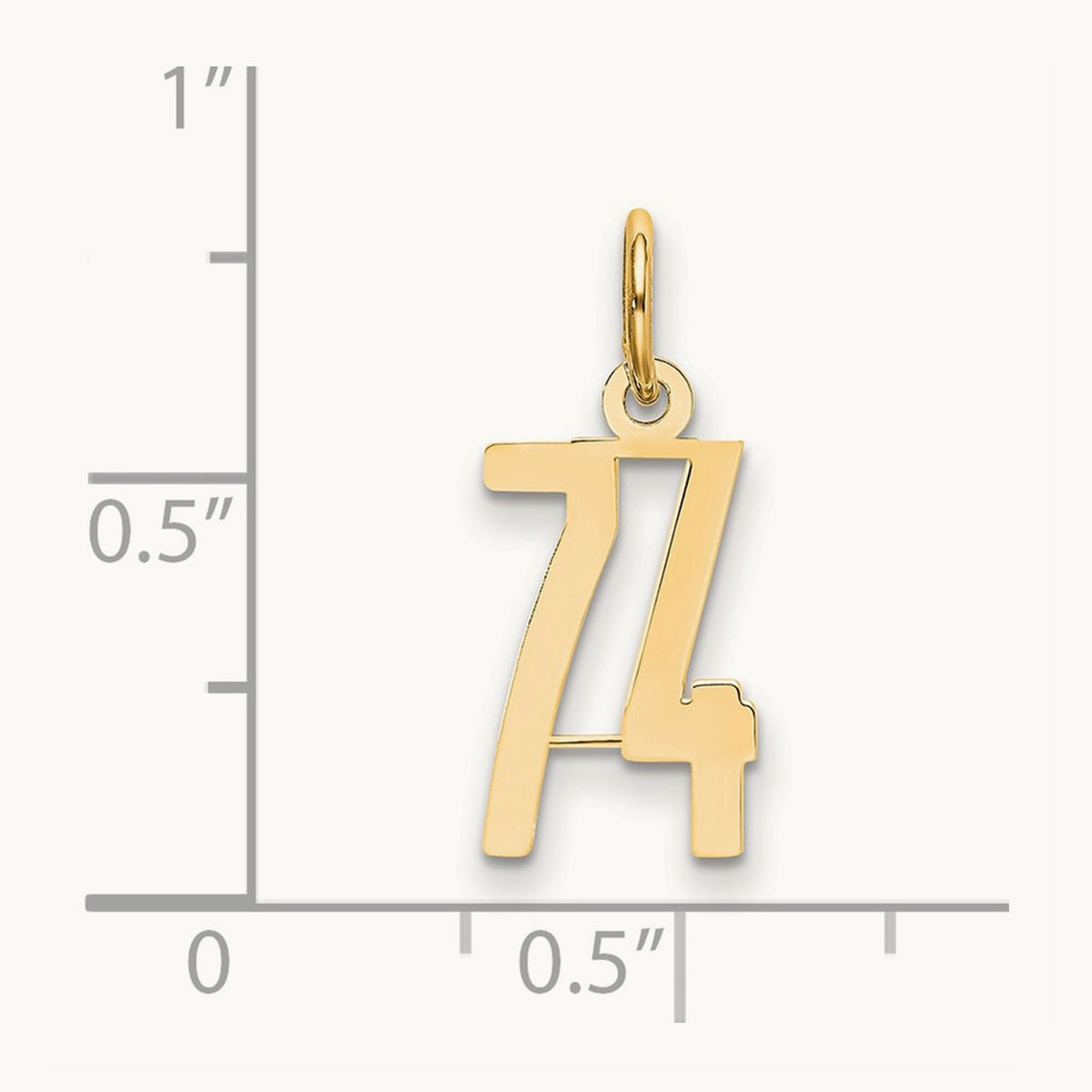 Small Elongated Number 74 Charm, 14K