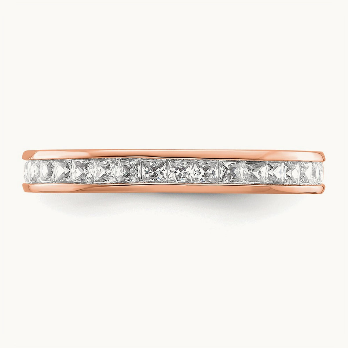 Polished Princess Channel Set Diamond Eternity Band, 1.00 ct tw, 14K Gold — 14K Rose Gold