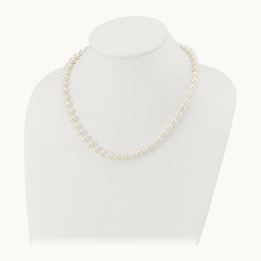 White Near Round Freshwater Cultured Pearl Necklace — 14K Yellow Gold