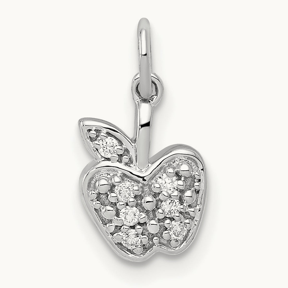 Diamond Apple Charm — 14K White Gold