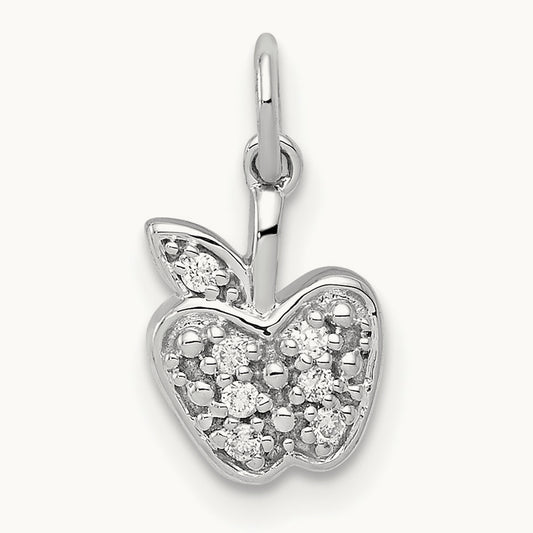 Diamond Apple Charm — 14K White Gold