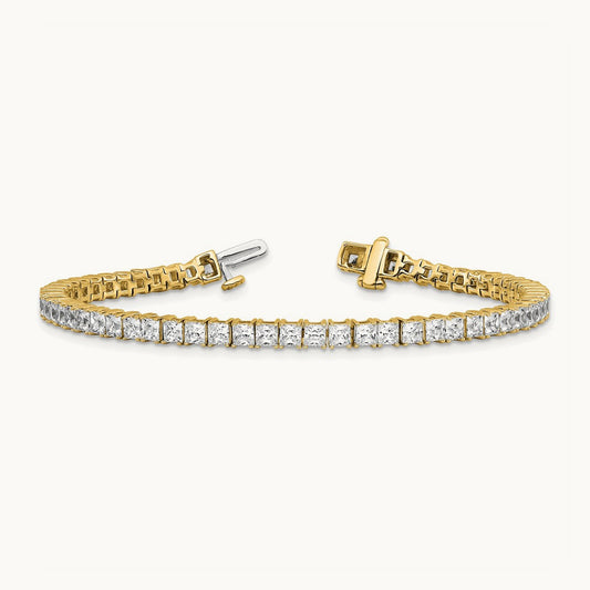 Princess Tennis Bracelet, 7.00 ct tw Lab-Grown Diamond — 14K Yellow Gold