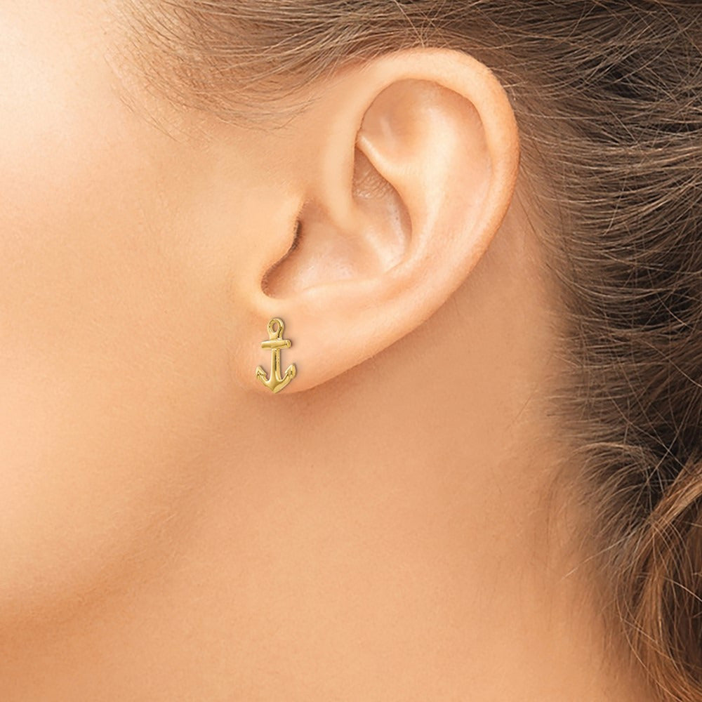 Anchor Post Earrings — 14K Yellow Gold