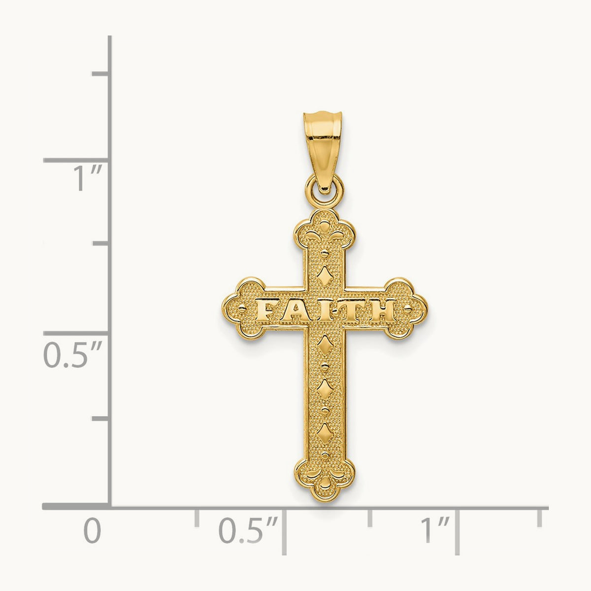 Satin and Polished Faith Cross Pendant, 14K