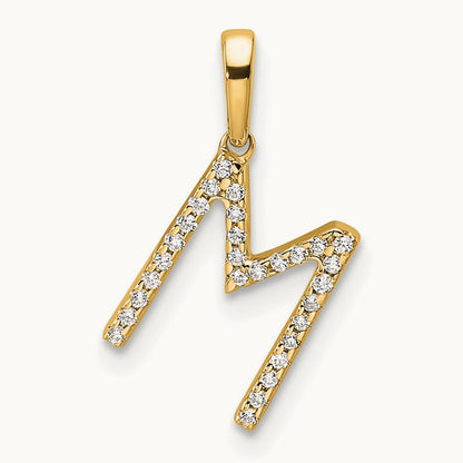 Diamond Letter M Initial Pendant, 14K