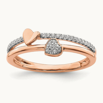 Polished Hearts Diamond Ring, 14K Rose Gold