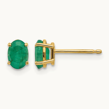 Emerald Earrings - May, 14K