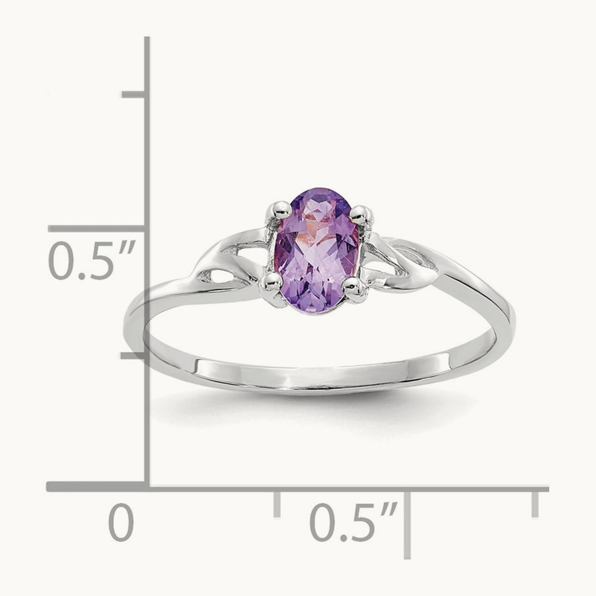 Amethyst Birthstone Ring, 14K White Gold
