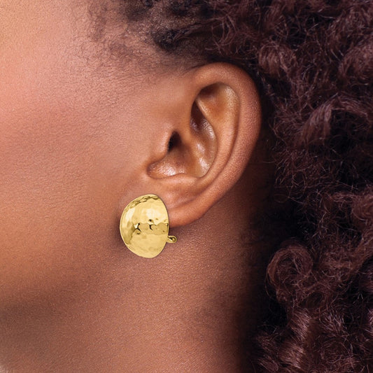 Omega Clip Hammered Non-pierced Earrings — 20mm