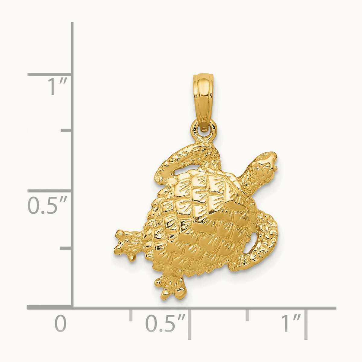 Solid Polished Open-Backed Turtle Pendant — 14K Yellow Gold