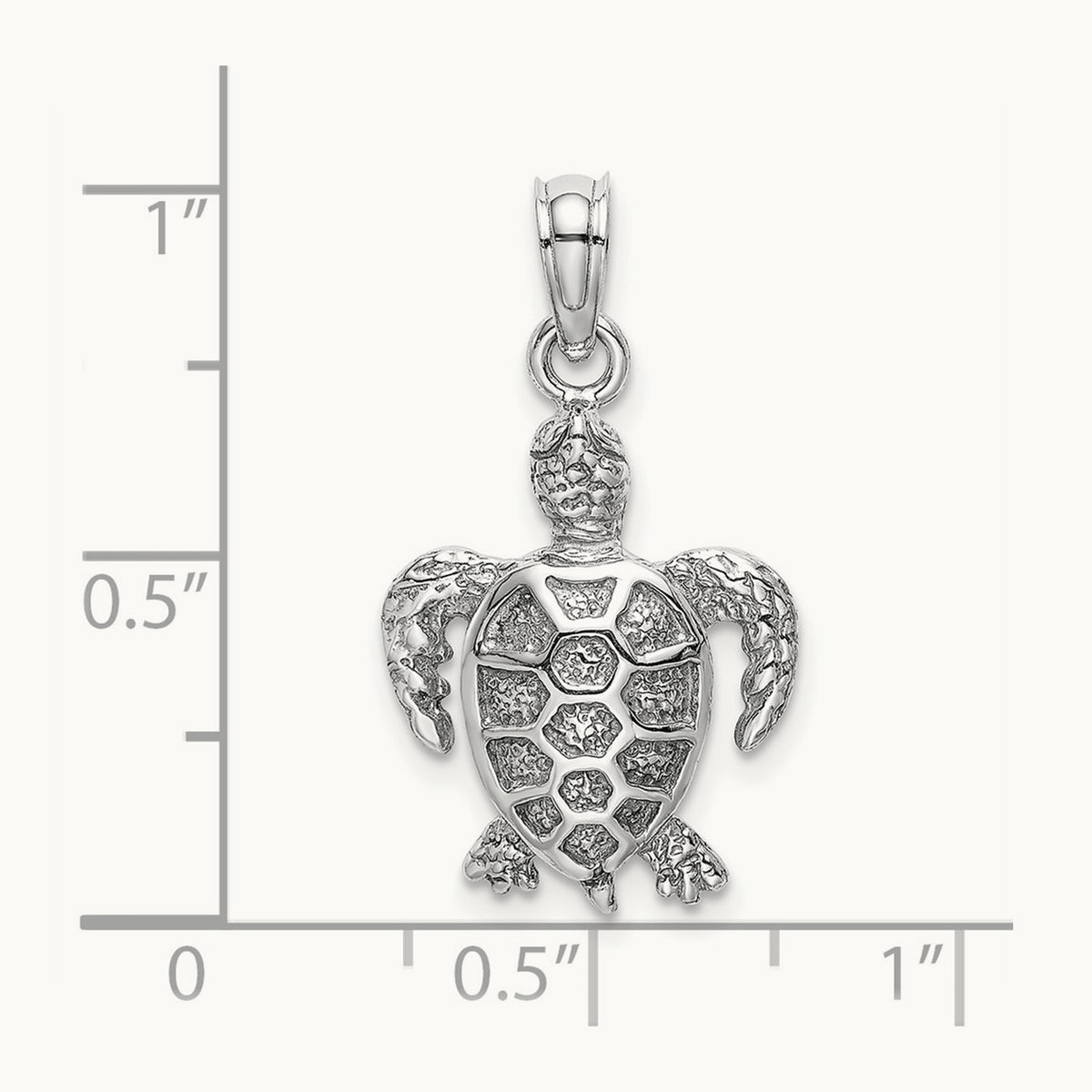 Sea Turtle Charm, 14K White Gold