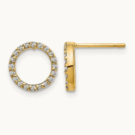 Diamond Open Circle Earrings, 14K
